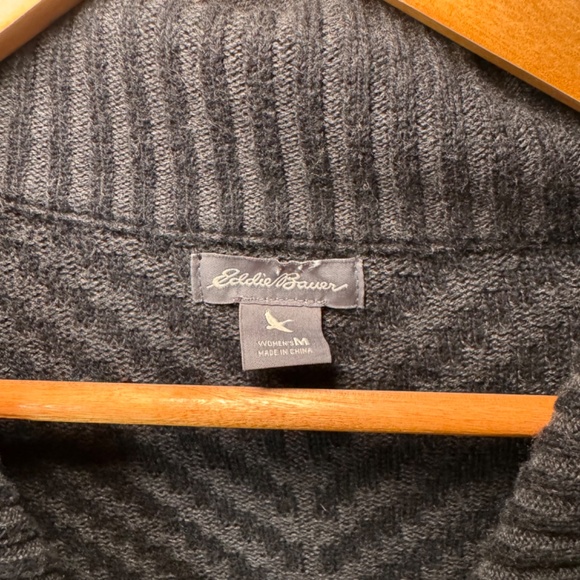 Eddie Bauer Sweater Mini Dress Women's MD Charcoal Full Zip Mock Neck - Picture 3 of 5